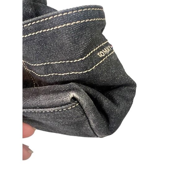 Tommy Hilifiger Denim Drawstring Bucket Style Shoulder Bag Y2K 00s Gray Black - Picture 5 of 13